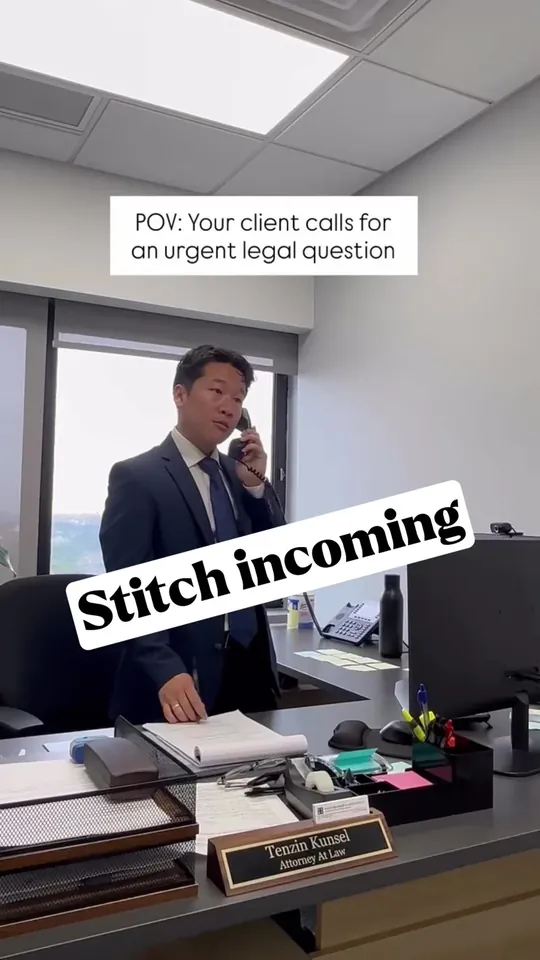 A man on the phone at an office desk, captioned Stitch incoming